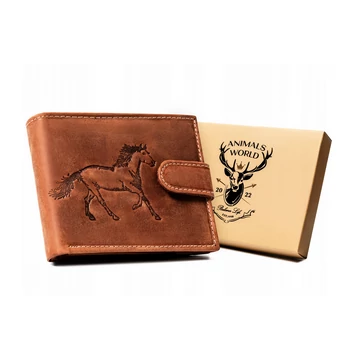 Férfi Bőr Pénztárca - Mintás - N992L-Chm-Horse-7636 - Ló Minta - Világos Barna - Cognac