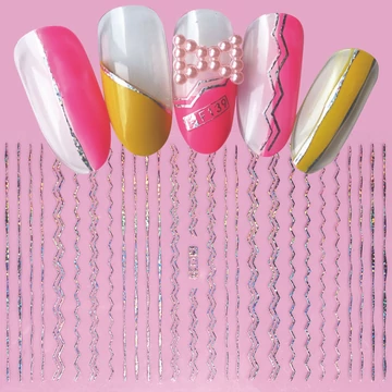 Körömdíszítő - Matrica - F139 - Ezüst Holo