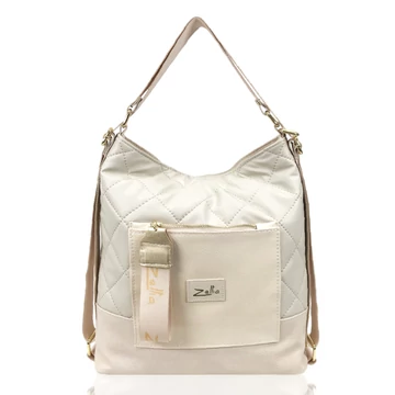 Zellia Női Válltáska/Hátizsáká Alakítható 19010 Beige Matt - Steppelt -
