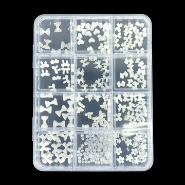 Körömdíszítő 3D Box - G20286 Fehér - Kristály És 3D Masni