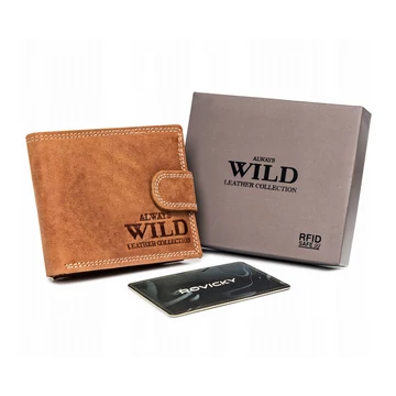 Férfi Bőr Pénztárca N0035L-Chm Világos Barna-Rfid Védelemmel-Kicsi Méret