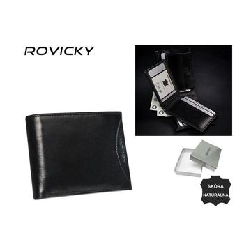 FÉRFI BŐR PÉNZTÁRCA 1540-03-BOR FEKETE - RFID VÉDELEMMEL - KIVEHETŐ KÁRTYATARTÓVAL