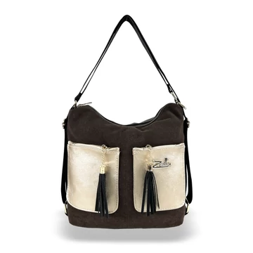 Zellia Női Válltáska/Hátizsáká Alakítható 24157 Barna-Arany - Brw - Zellia Női Válltáska/Hátizsáká Alakítható 24157 Barna-Arany - Brw -