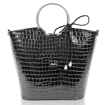 Zellia Női Kézitáska Zvn22030 Fekete Lakk - Krokkó - Zellia Női Kézitáska Zvn22030 Fekete Lakk - Krokkó -