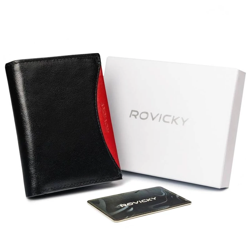 Férfi Bőr Pénztárca 1502-03-Bor-1133 Black-Red
