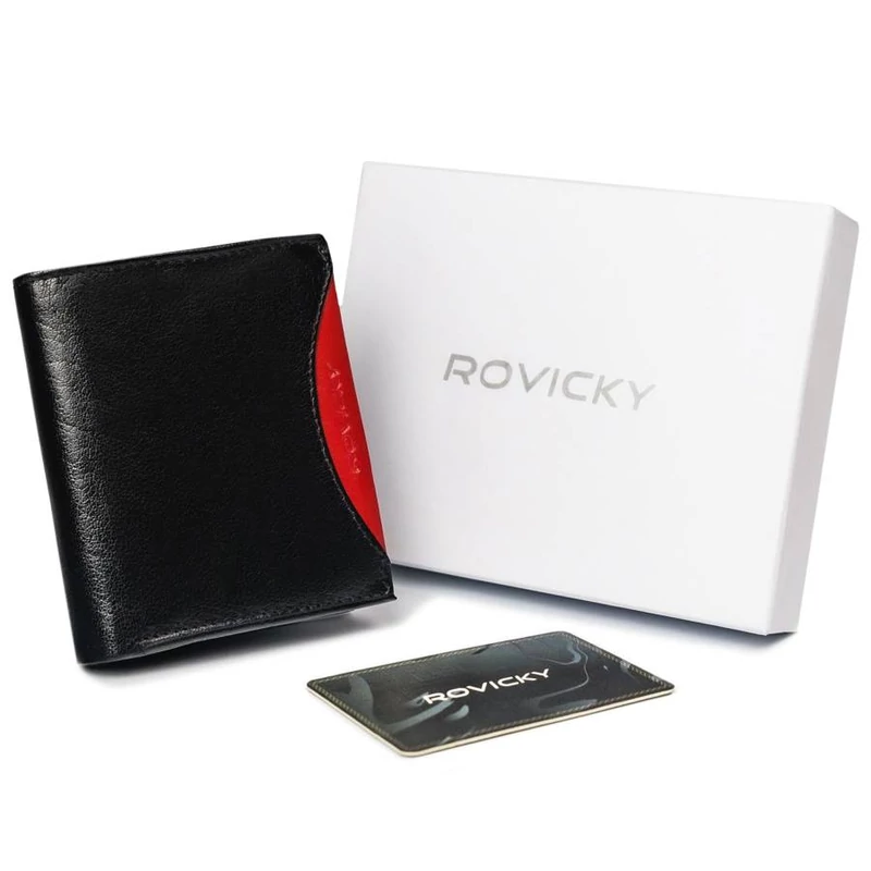 Férfi Bőr Pénztárca 1520-03-Bor-1164 Black-Red