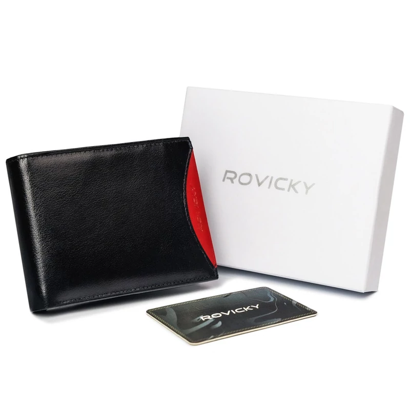 Férfi Bőr Pénztárca 1531-03-Bor-1195 Black-Red