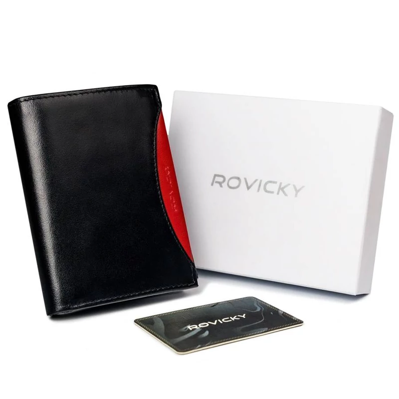 Férfi Bőr Pénztárca 1537-03-Bor-1225 Black-Red