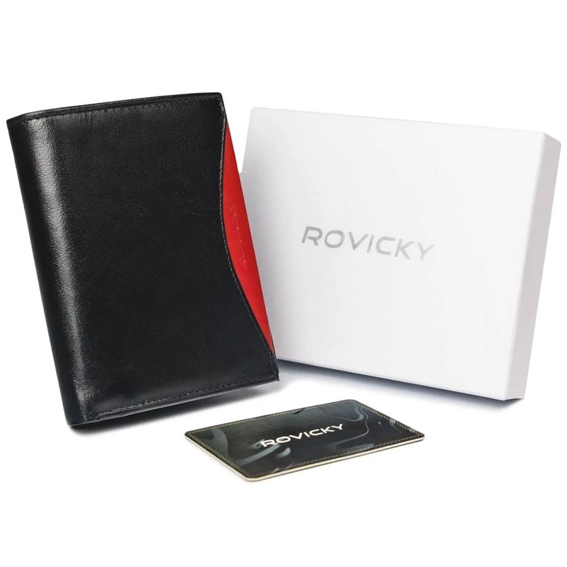 Férfi Bőr Pénztárca 1541-03-Bor-1287 Black-Red