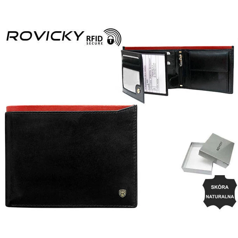 Férfi Bőr Pénztárca N992-Rvt-6917 Black+Red