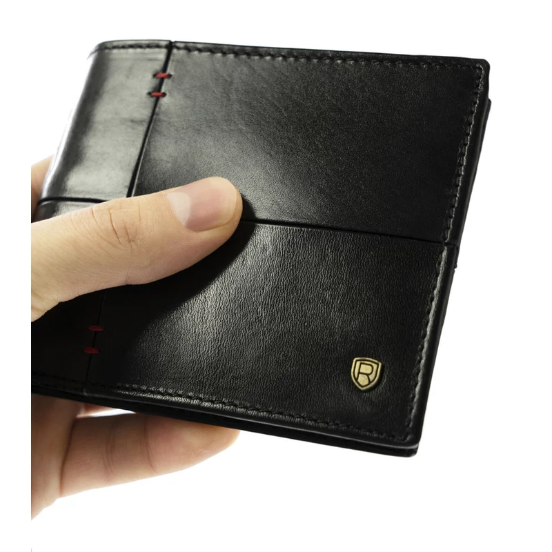 Férfi Bőr Pénztárca N993-Rvts-6712 Black+Red