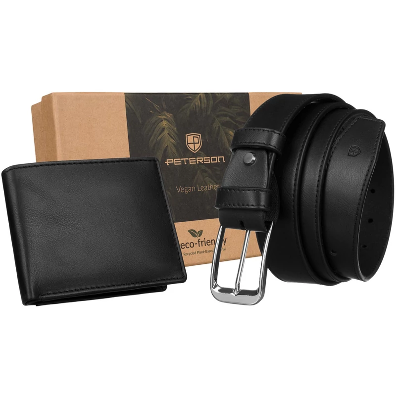 Férfi Őv35 Mm -115 Cm + Férfi Pénztárca Ptn B35-115-W01-Pu - Fekete - Eco Bőr/0026