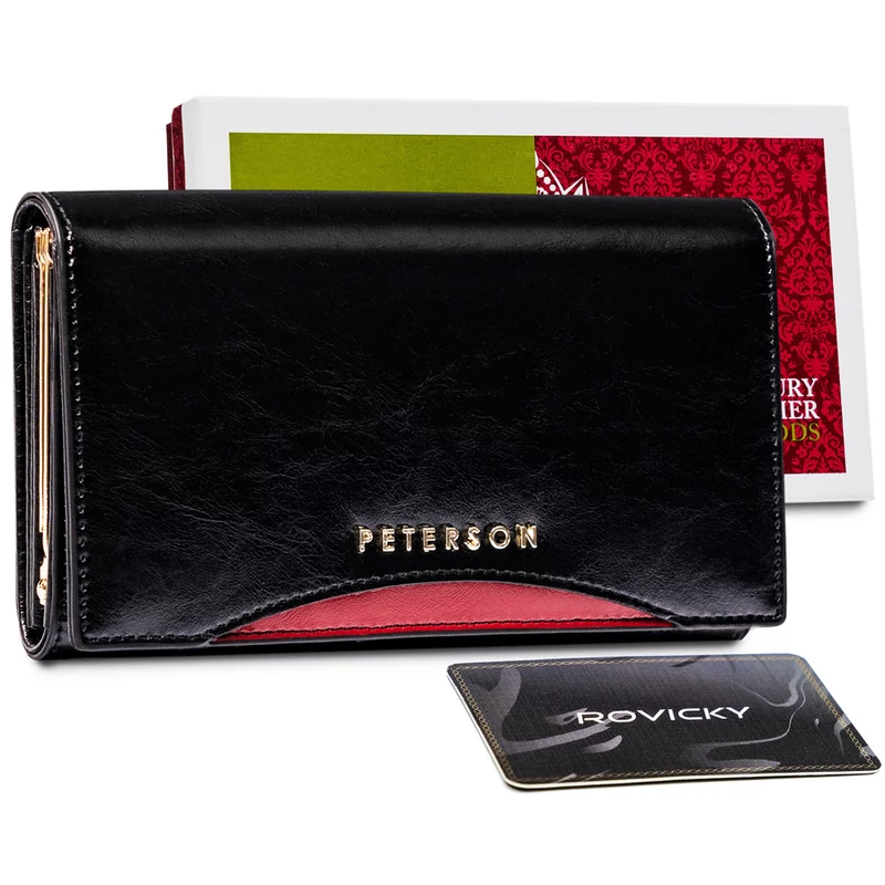 Peterson Női Bőr Pénztárca Ptn Pl-466-Black Red