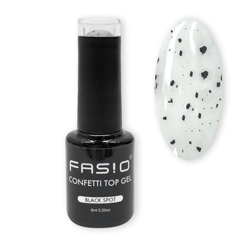 Fasio Top Gel - Confetti Tio Gel - Black Spot - Fényzselé - Fixálás Mentes