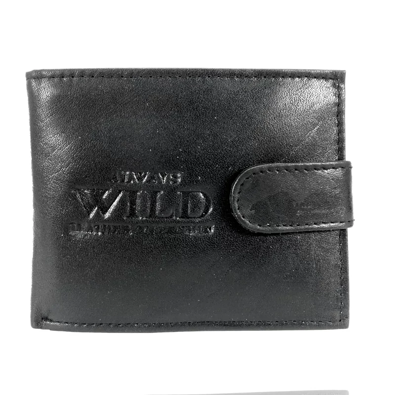 Férfi Bőr Pénztárca N0035L-Scr Fekete-Rfid Védelemmel-Kicsi Méret