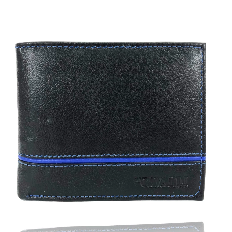 Férfi Bőr Pénztárca N992-P-Cgn Fekete-Kék - Rfid Védelemmel