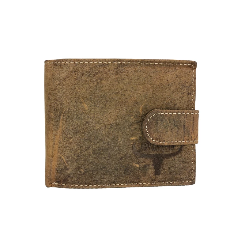 Férfi Bőr Pénztárca Barna Kicsi/Patent Buffalo